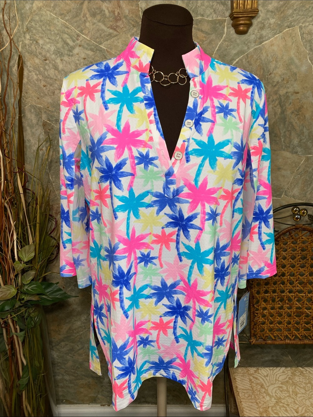 Lulu B shirt top blouse tunic cover-up comfortable stretch, wrinkle resistant